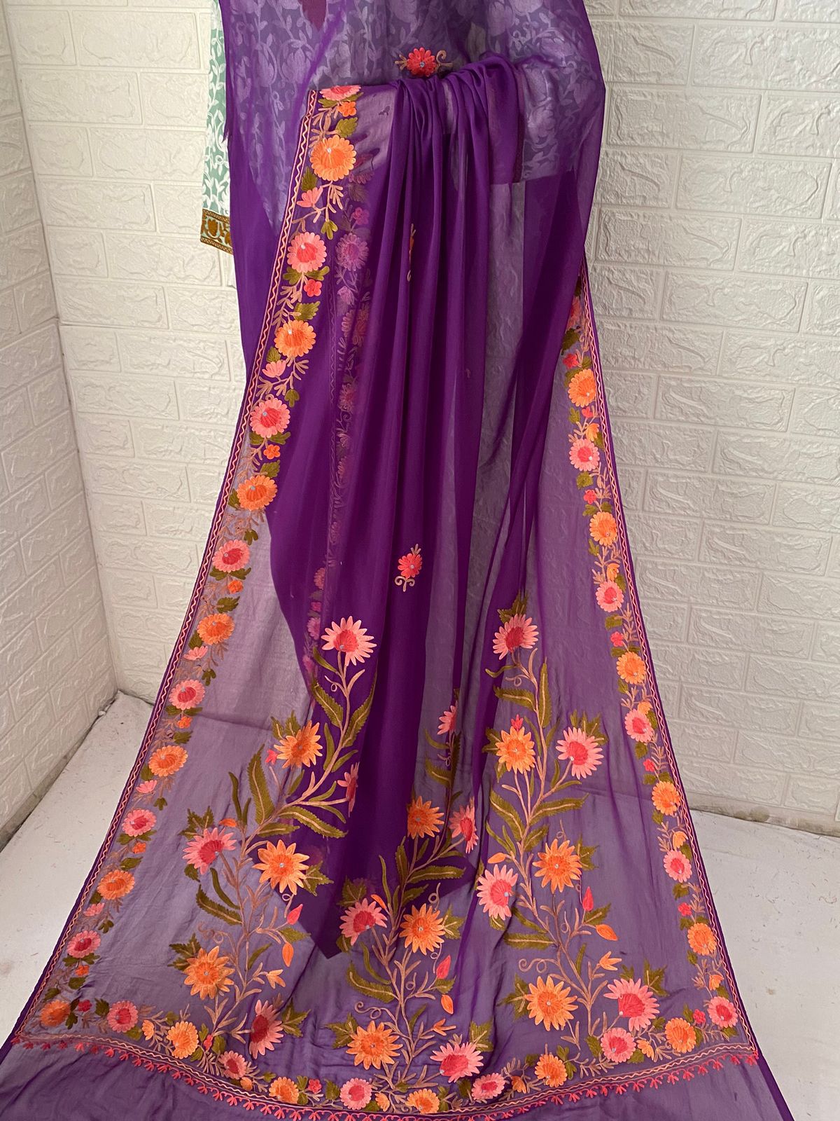Kashmiri Georgette Saree Ari work