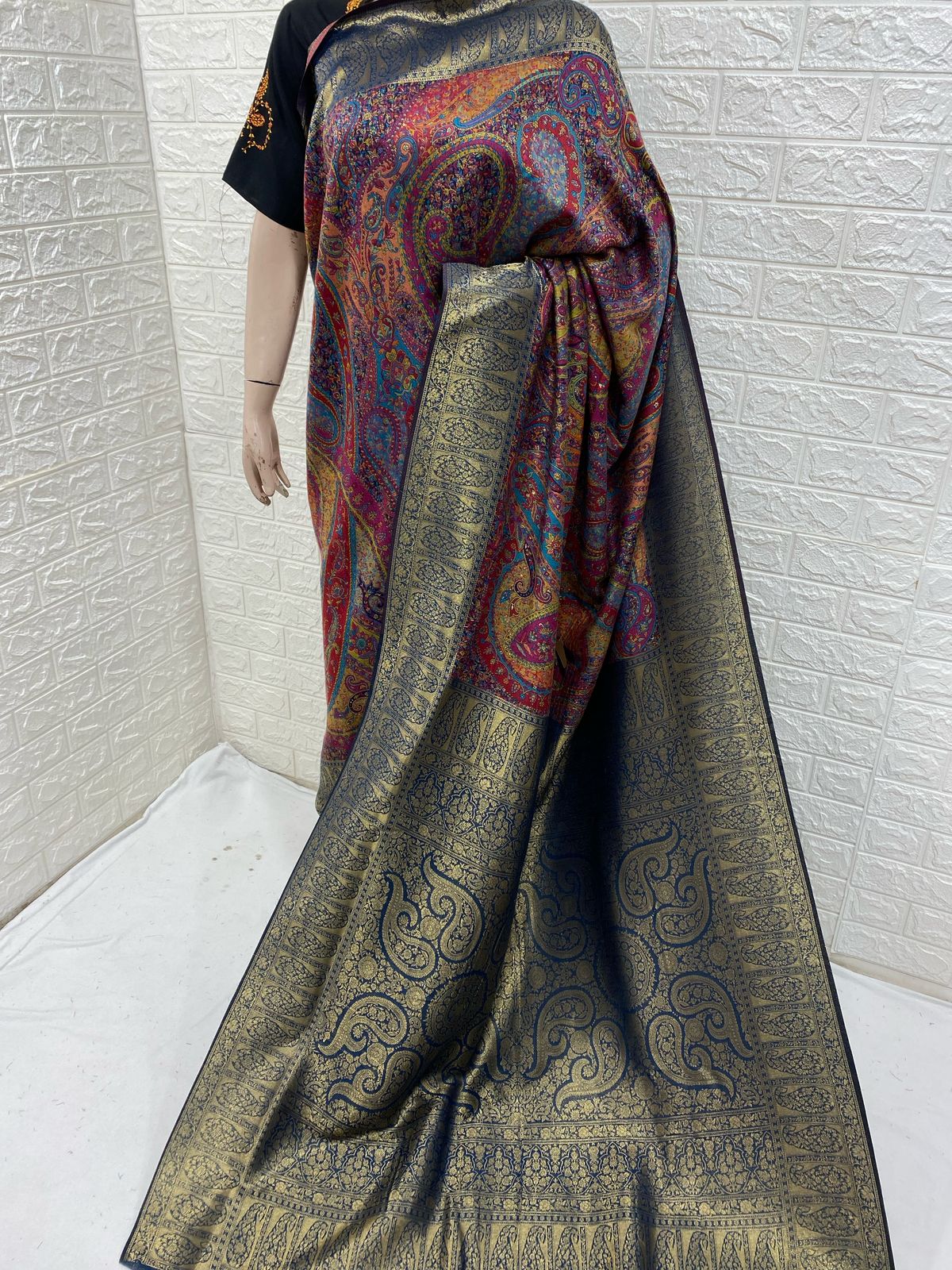 Kani Work Saree with Banaras border
